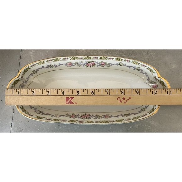 Noritake Hand Painted Small serving Celery/Relish Dish - Floral & Gold Trim 11" - Picture 8 of 9